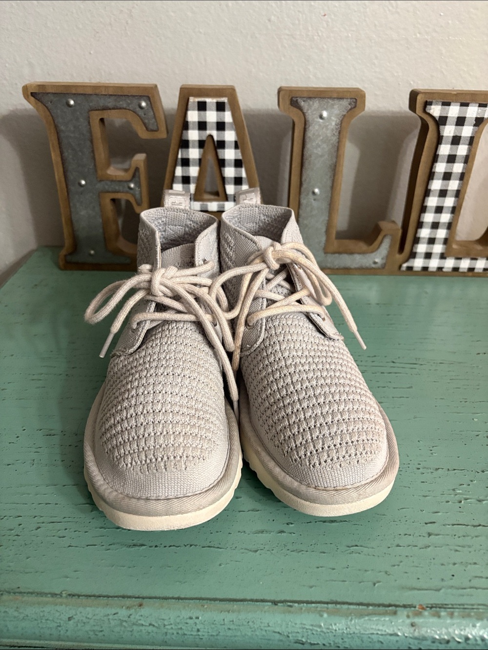 UGG Women's Knit Lace-Up Sneakers - Light Gray